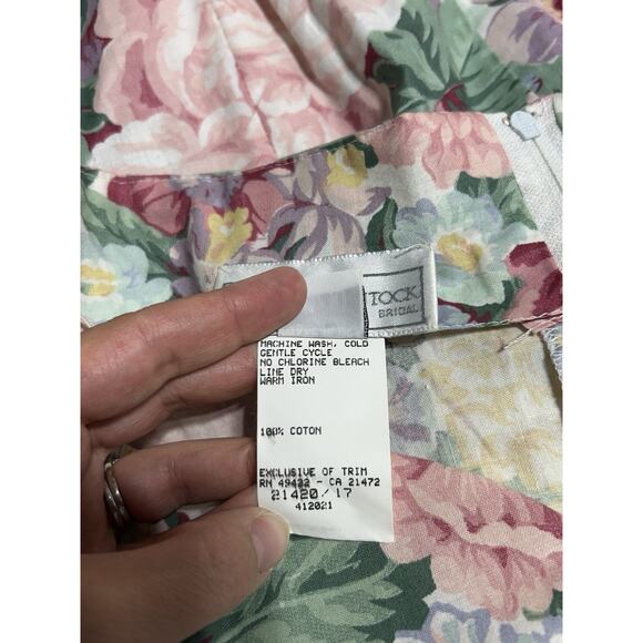 Vintage Jessica McClintock Cottagecore Long Dress Floral Rose Cotton 9/10 Small - Picture 10 of 10